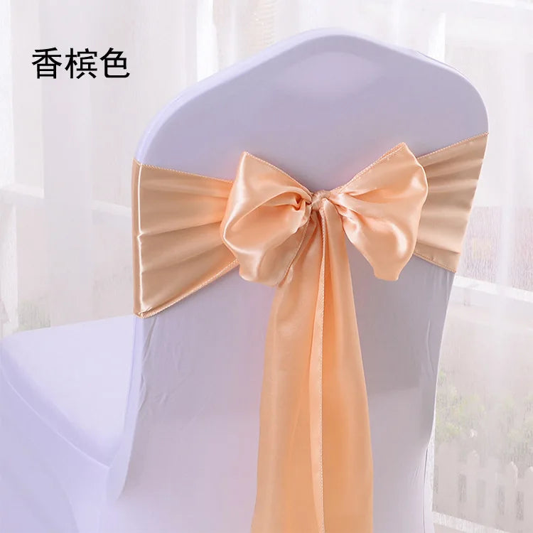 (Pack of 100) 10/ Satin Chair Bow Sashes Wedding Chair Knots Ribbon Butterfly Ties For Party Event Hotel Banquet Home Decoration