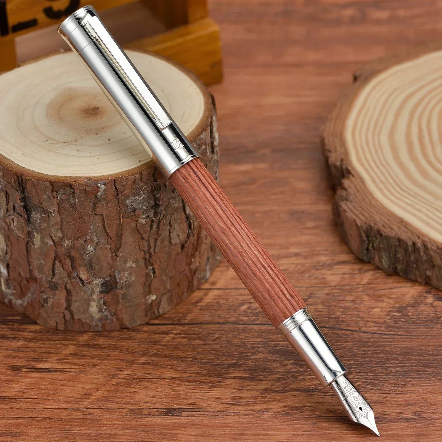 Retro Hongdian 1866 Wood Fountain Pen #35 EF/F Nib Writing Ink PenSchool Office Supplies Gift Pens