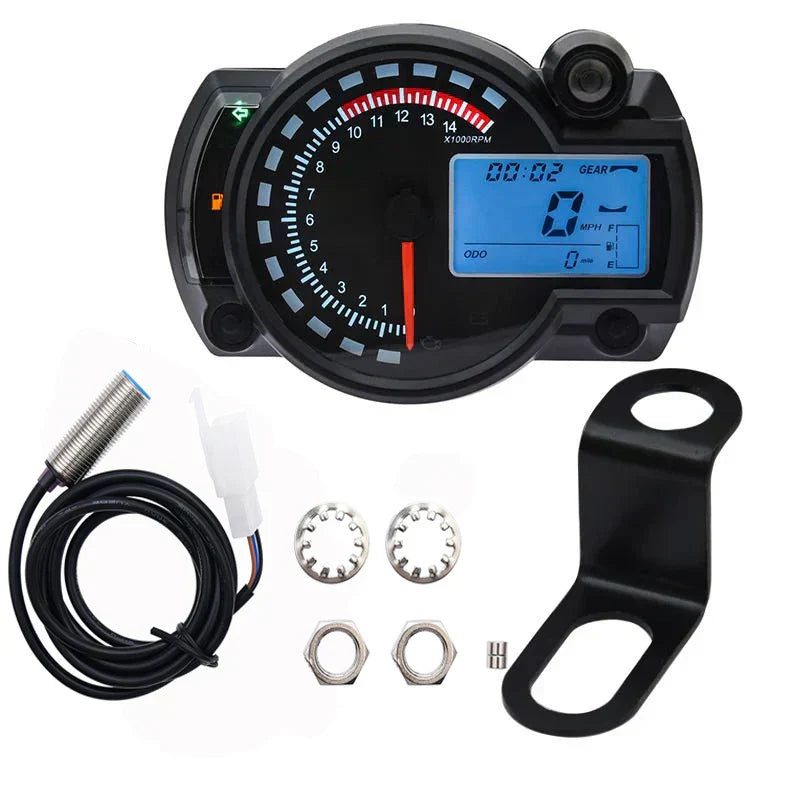 New RX2N LCD Digital Odometer Speedometer Instrument Universal For Motorcycle 299KM/H 7Colors Speed Gauge Meter Sensor Set