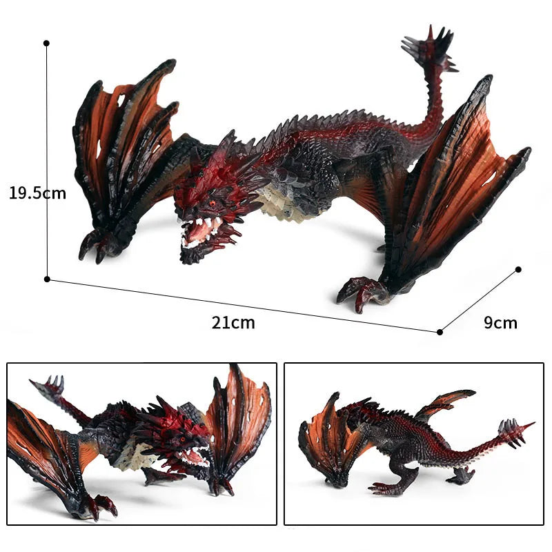 Simulation dragon figurines model Savage Flying Magic Dragon Dinosaur Cerberus Flaming Eagle Action Figure Kids Collection Toys