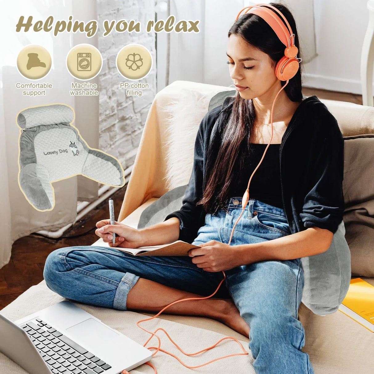 All Season Reading Pillow Comfortable Soft Detachable Lumbar Support Cushions Office Sofa for Chair Bed Backrest with Headrest