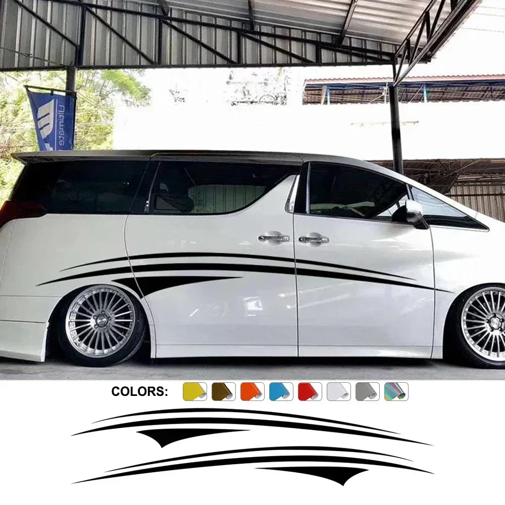 (Pack of 2) Van Door Side Stickers Graphics Stripes Kit Cover Auto Body Decor Camper Car Horsebox Caravan RV Vinyl Decals Accessories