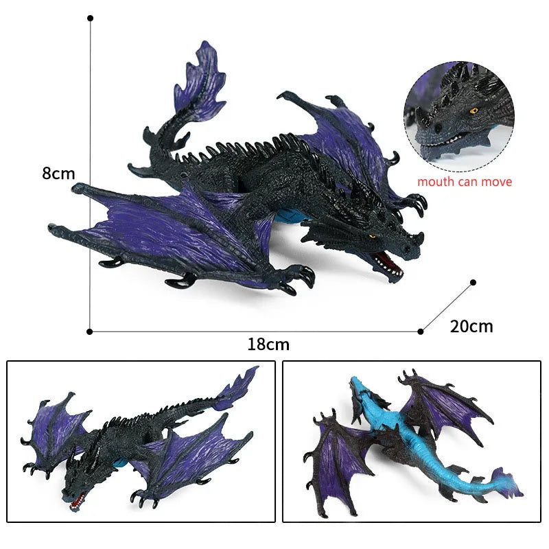 Simulation dragon figurines model Savage Flying Magic Dragon Dinosaur Cerberus Flaming Eagle Action Figure Kids Collection Toys
