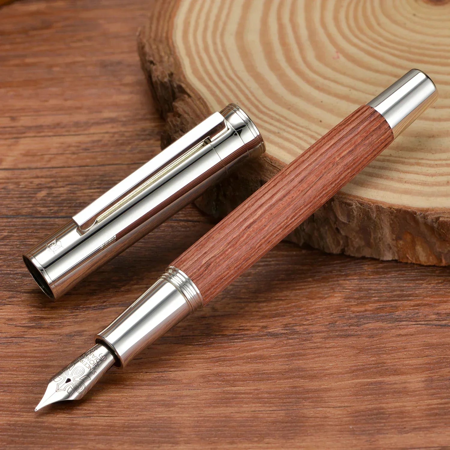 Retro Hongdian 1866 Wood Fountain Pen #35 EF/F Nib Writing Ink PenSchool Office Supplies Gift Pens