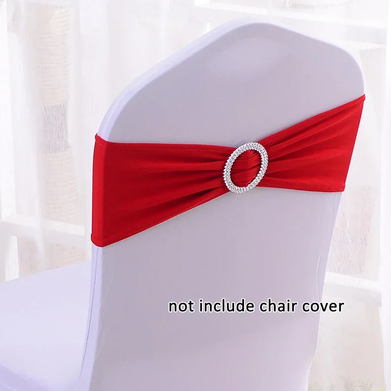 (Pack of 50) /lot Stretch Lycra Spandex Chair Covers Bands With Buckle Slider For Wedding Decorations Wholesale Chair Sashes Bow