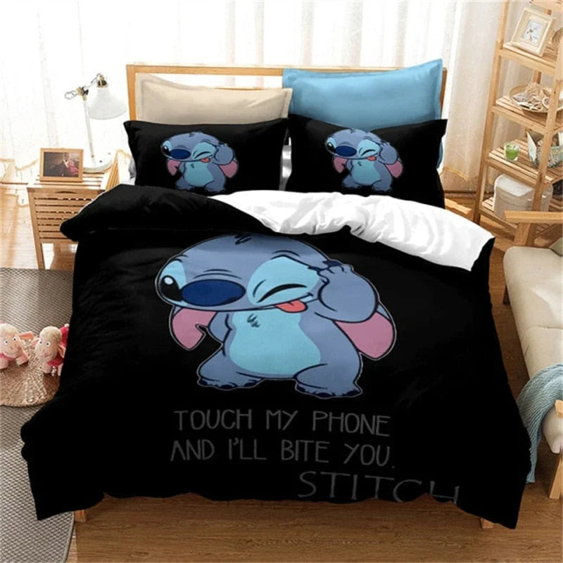 Duvet Cover 3D Anime Stitch Pattern Duvet Cover Set Pillowcase Bedding Set Single Double Queen Size Support Custom Size Kids