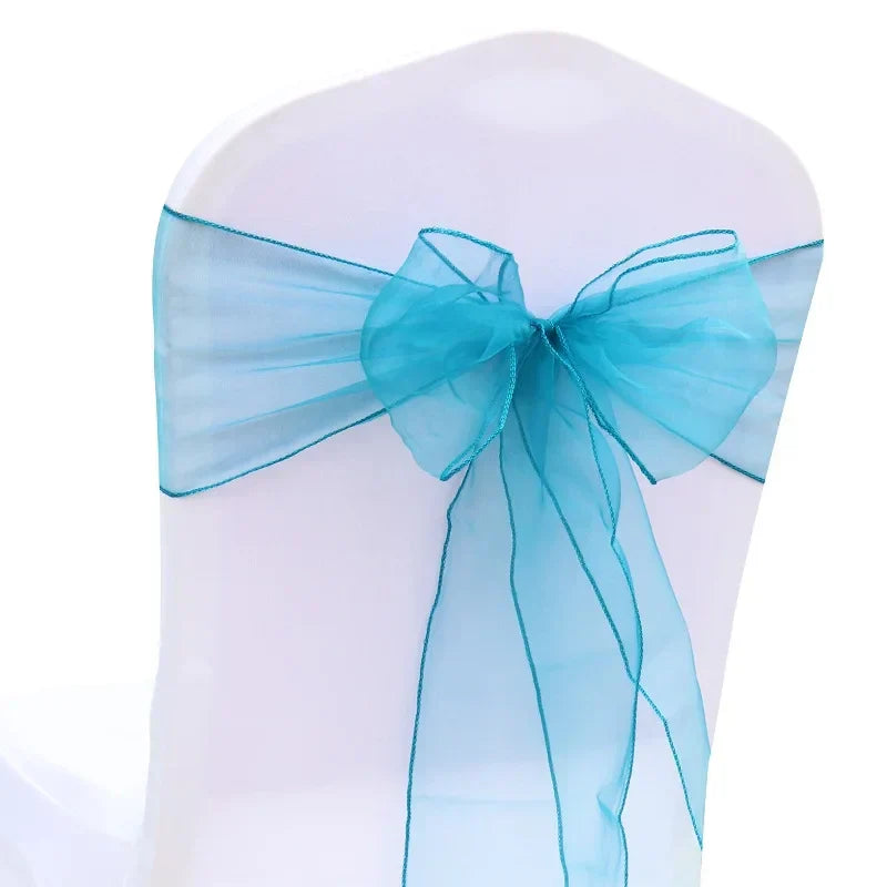 (Pack of 50) /lot Wedding Chair Decoration Organza Chair Sashes Knot Bands Chair Bows For for Wedding Party Banquet Event Chair Decors