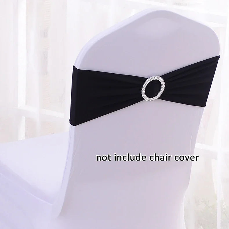 (Pack of 50) /lot Stretch Lycra Spandex Chair Covers Bands With Buckle Slider For Wedding Decorations Wholesale Chair Sashes Bow