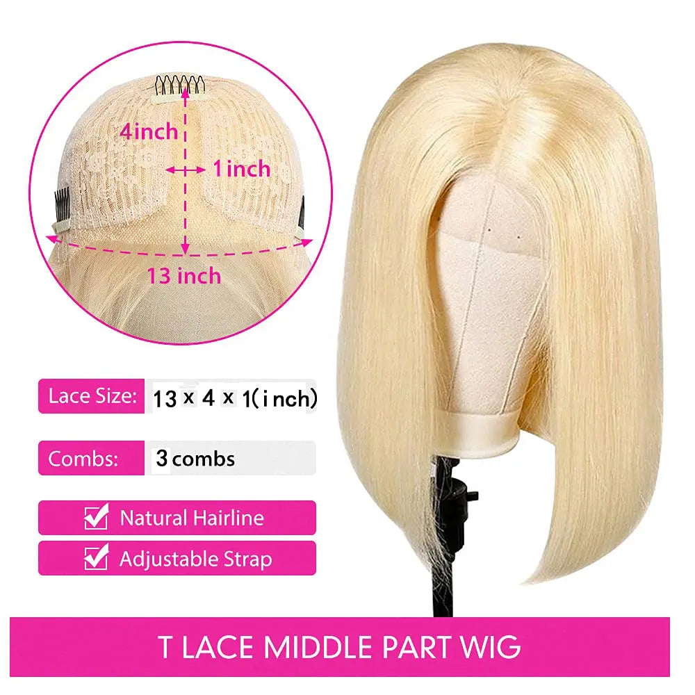 Blonde Bob Wigs Deep Part 13x4 Human Hair Lace Front Wigs for Black Women Pre Plucked Bleached Knots Blond Lace Wigs