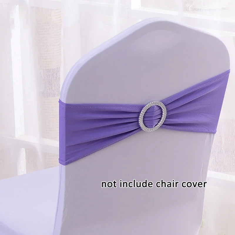 (Pack of 50) /lot Stretch Lycra Spandex Chair Covers Bands With Buckle Slider For Wedding Decorations Wholesale Chair Sashes Bow