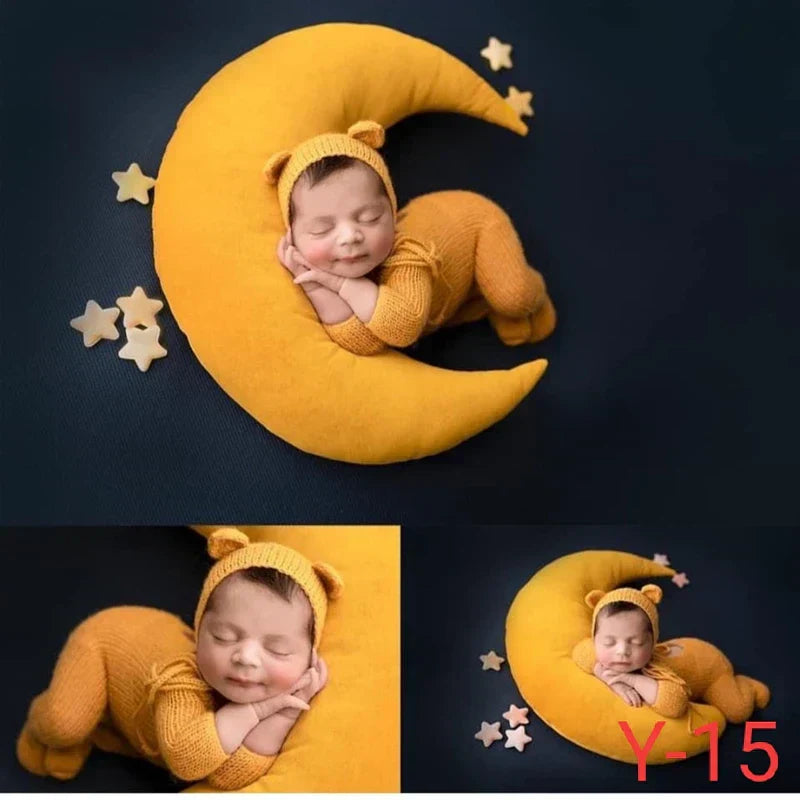 (Pack of 6) ❤️Newborn Photography Props Accessories Posing Crescent Pillow+Stars+Hat /Set Studio Baby Photo Decoration Moon Fotografia