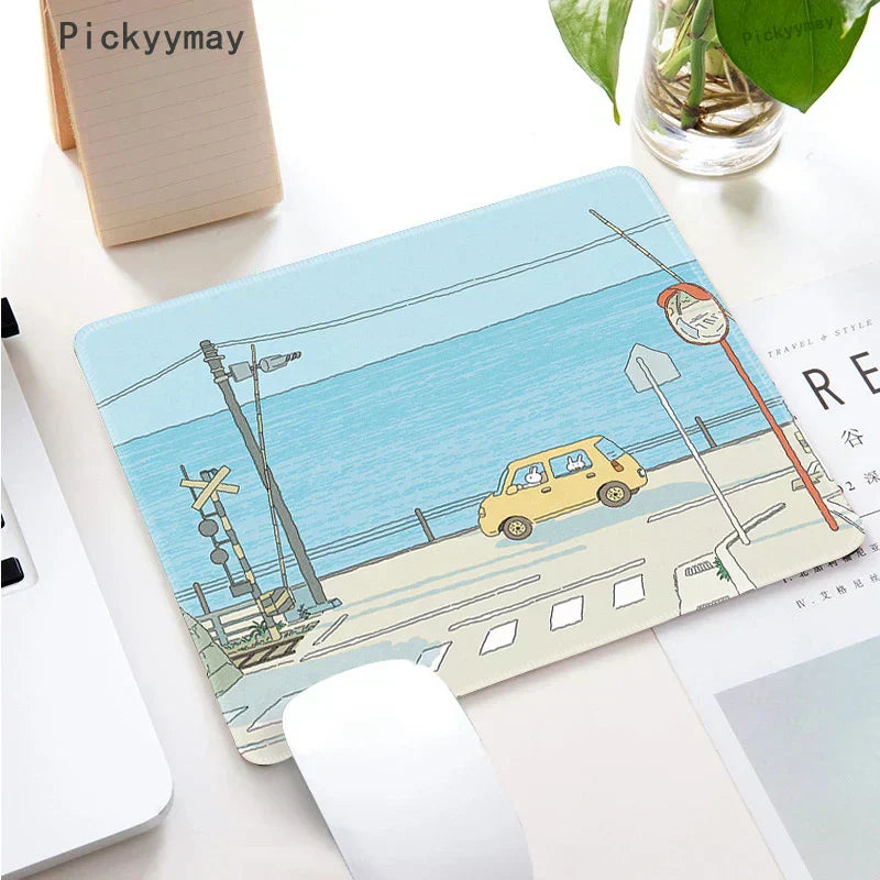 Small Mouse Pad Green Cute Flower Mousepad Kawaii Cat And Rabbit Cartoon Laptop Rug Keyboard Table Mat Deskpads Pc Mausepad 2mm