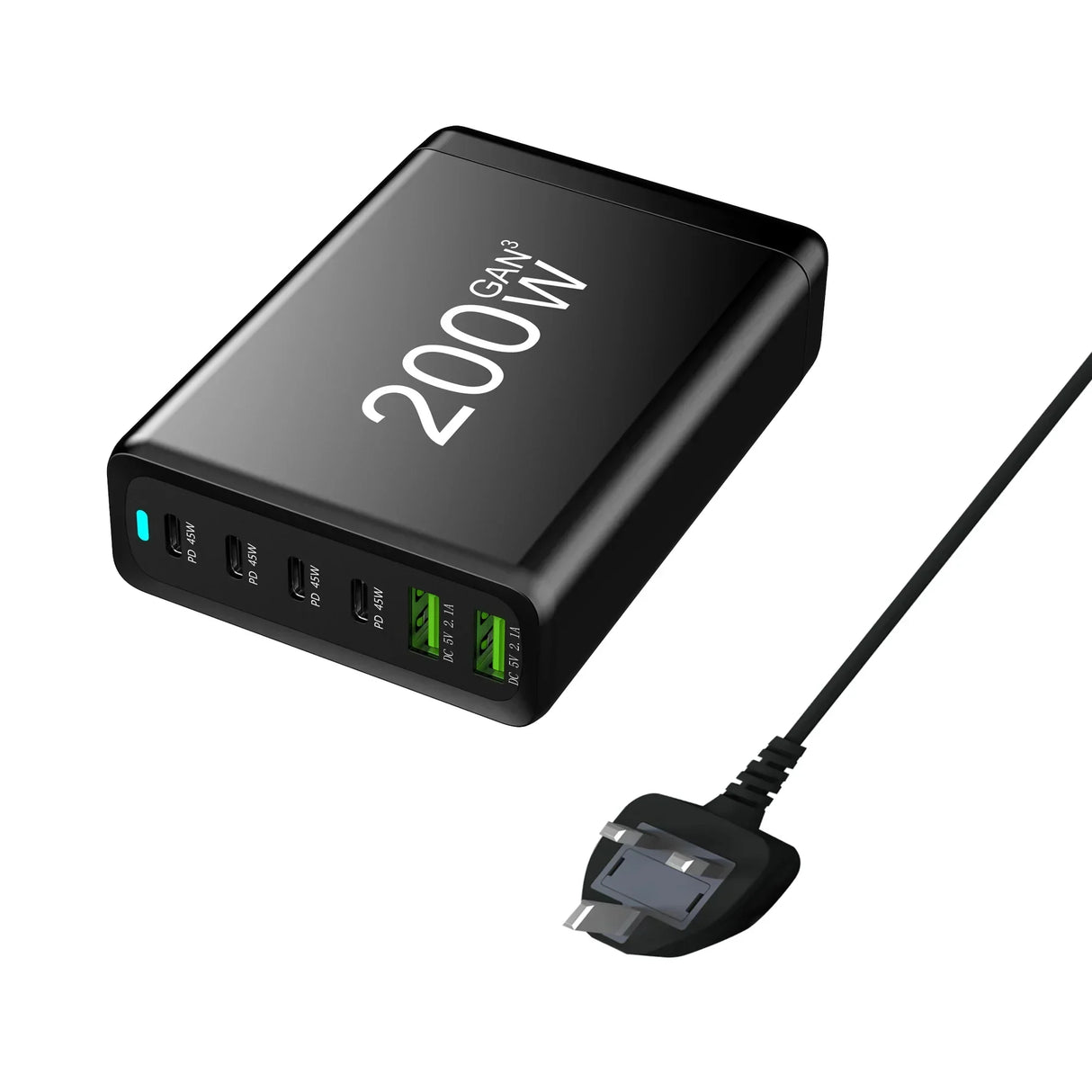 100W 120W 200W GaN Charger 6 Ports USB Type C PD Charger Quick Charge 3.0 USB Type C Quick Charger Mobile Phone USB Charger