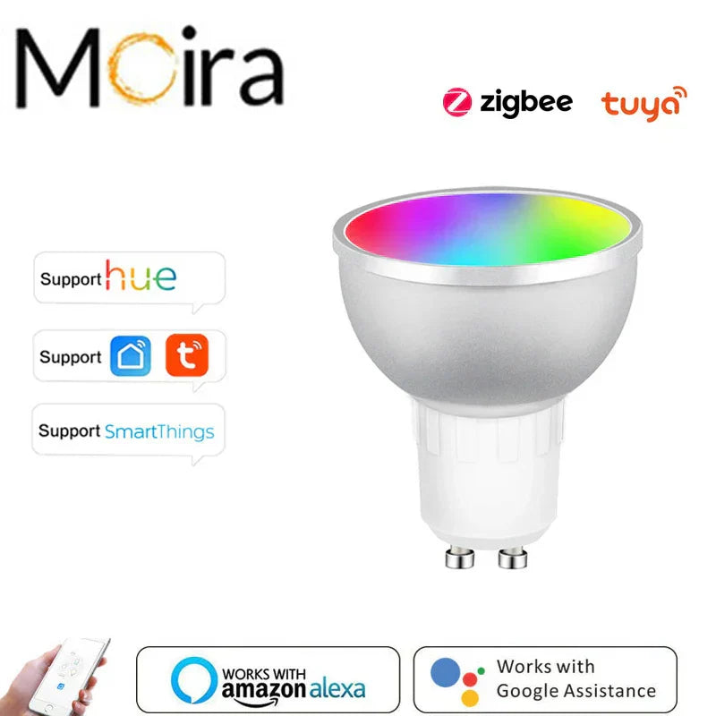 Zigbee Smart Home LED Bulb Spot Night Light Lamp 5W GU10 RGBCW Tuya Smartthings Works Alexa Google Home Philips Hue-compatible