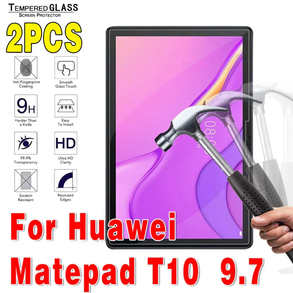 (Pack of 2) Tempered Glass Tablet Screen Protector for Huawei MediaPad 10.4 Pro 10.8 T3 T5 T8 T10 T10S M5 M6