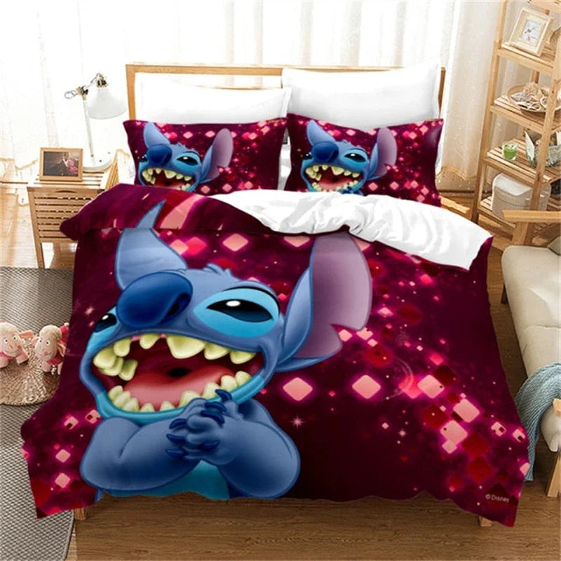 Duvet Cover 3D Anime Stitch Pattern Duvet Cover Set Pillowcase Bedding Set Single Double Queen Size Support Custom Size Kids