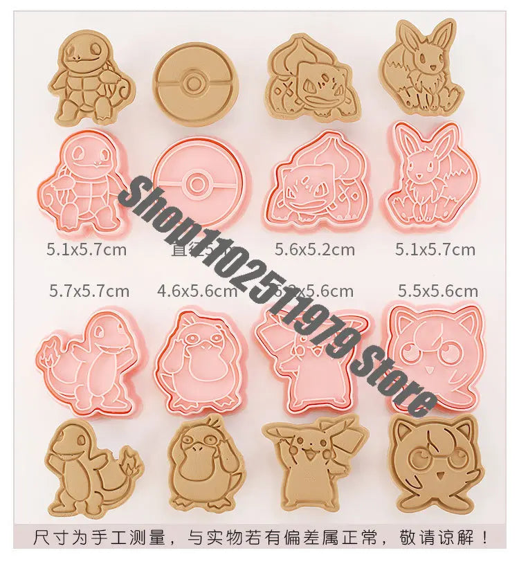 8 Piece Christmas pokemon Cartoon Pikachu Cookie Set Pokemon Pikachu Action Figures DIY Cake Printing Stencils Birthday Gifts