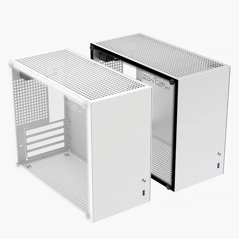 ZZAW C2 C2P M-ATX Computer Case Side Transparent MINI-ITX All Aluminum Desktop Office Small Chassis Supports Long Graphic Card