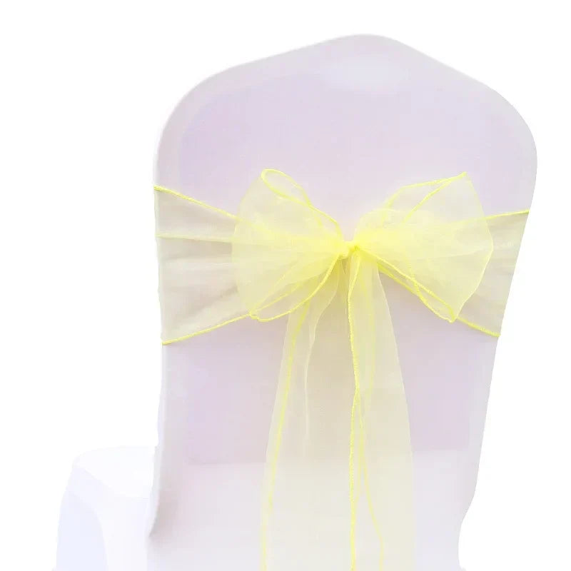 (Pack of 50) /lot Wedding Chair Decoration Organza Chair Sashes Knot Bands Chair Bows For for Wedding Party Banquet Event Chair Decors
