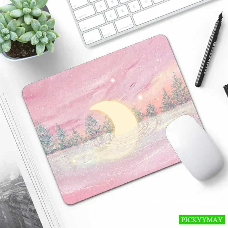Small Mouse Pad Green Cute Flower Mousepad Kawaii Cat And Rabbit Cartoon Laptop Rug Keyboard Table Mat Deskpads Pc Mausepad 2mm
