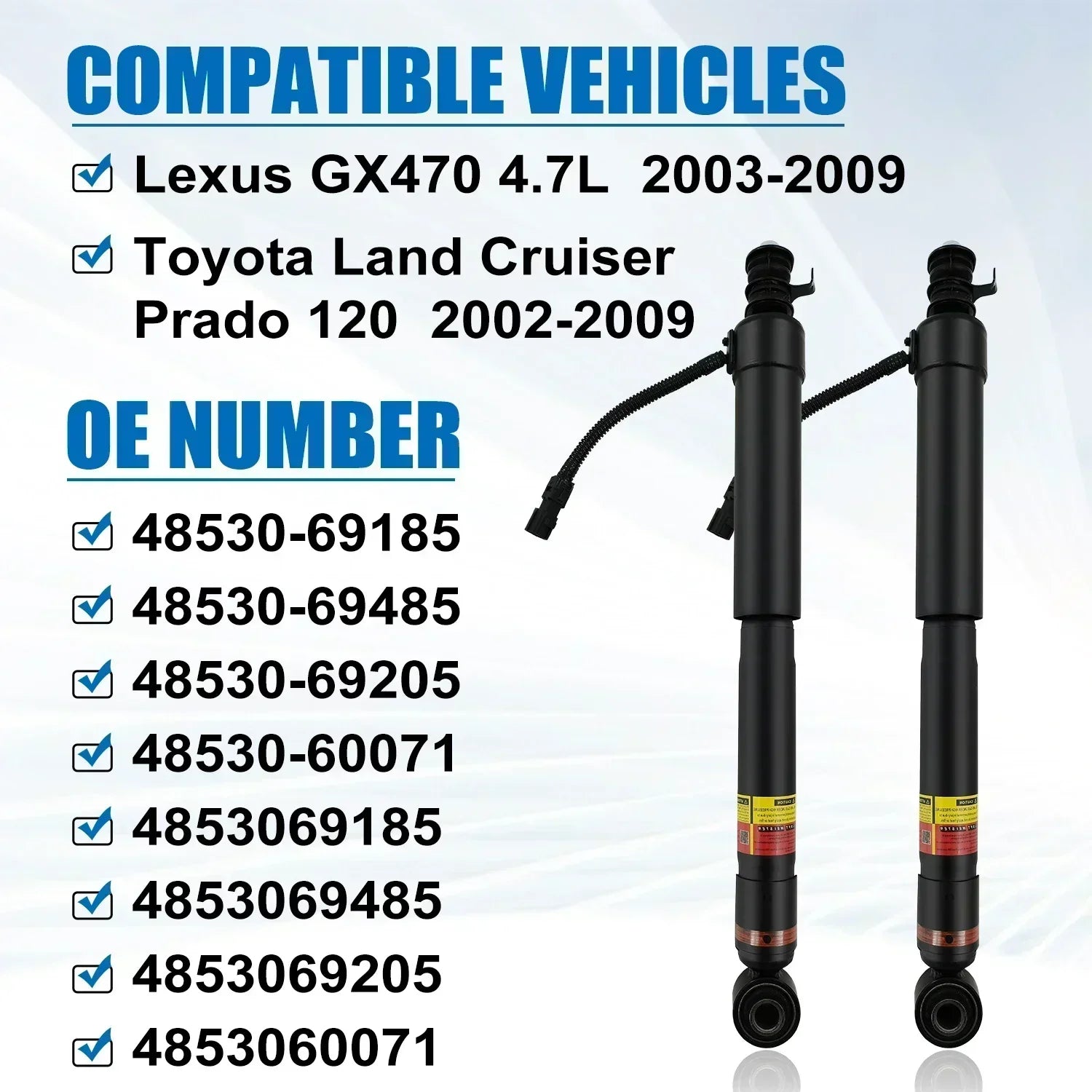 (Pack of 2) 4853060071 48510-69195 Front/Rear Shock Absorber for Toyota Land Cruiser Prado 120 2002-2009 4853069185