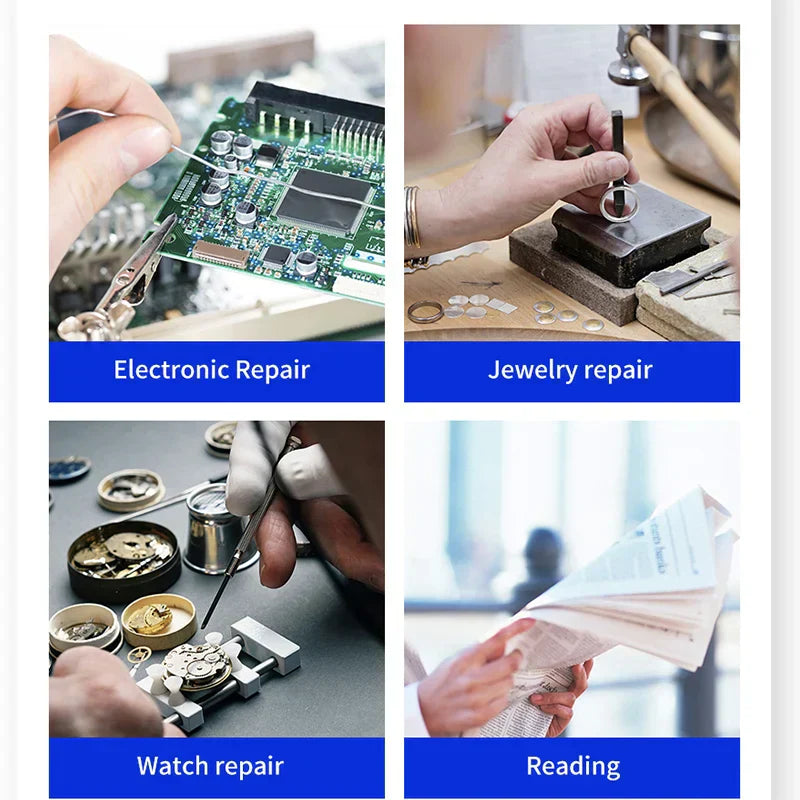 LED Headband Magnifier Hands Free Magnifying Glasses For Jewelry Loupe Watch Electronic Repair 1.5x2x2.5x3x3.5x8x Lens Loupe