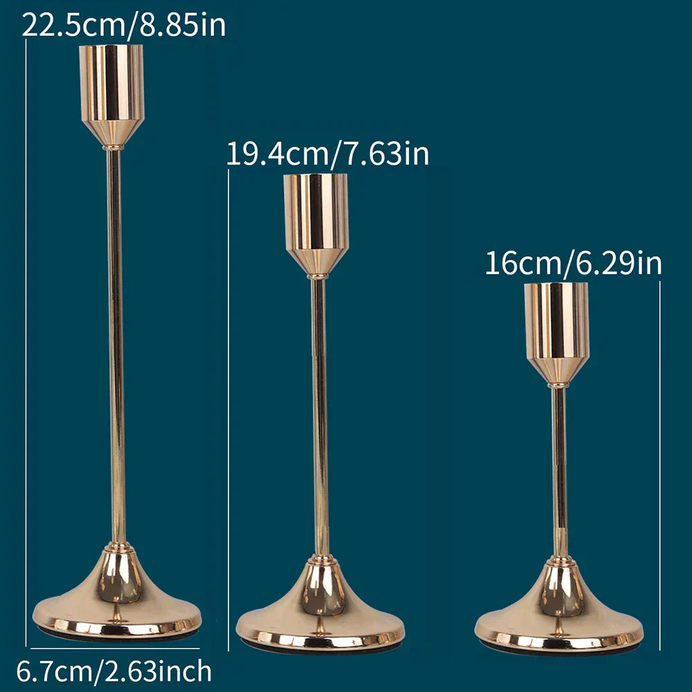 (Pack of 3) /Set Chinese Style Metal Candle Holders Simple Golden Wedding Decoration Bar Party Living Room Decor Home Decor Candlestick