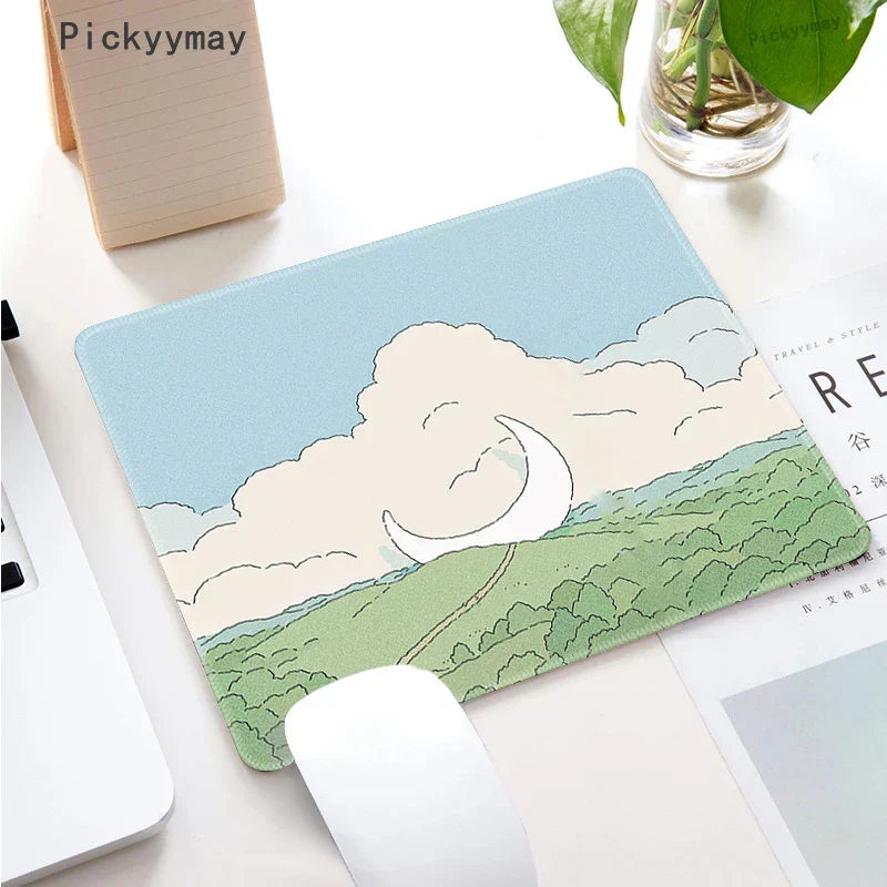 Small Mouse Pad Green Cute Flower Mousepad Kawaii Cat And Rabbit Cartoon Laptop Rug Keyboard Table Mat Deskpads Pc Mausepad 2mm