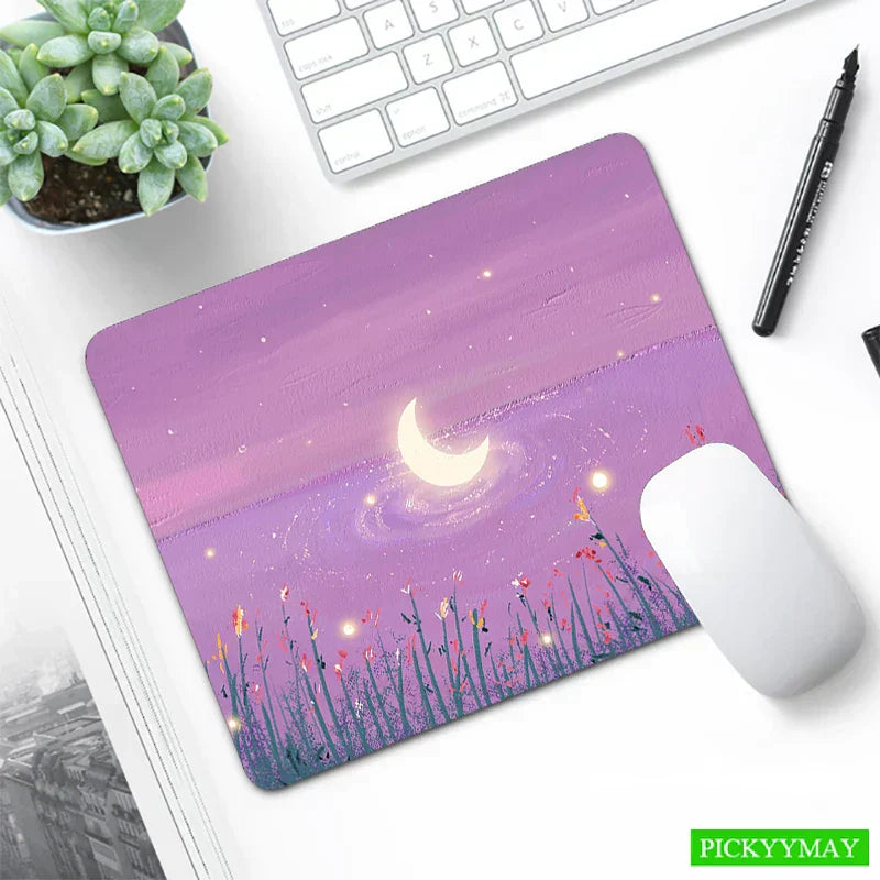 Small Mouse Pad Green Cute Flower Mousepad Kawaii Cat And Rabbit Cartoon Laptop Rug Keyboard Table Mat Deskpads Pc Mausepad 2mm