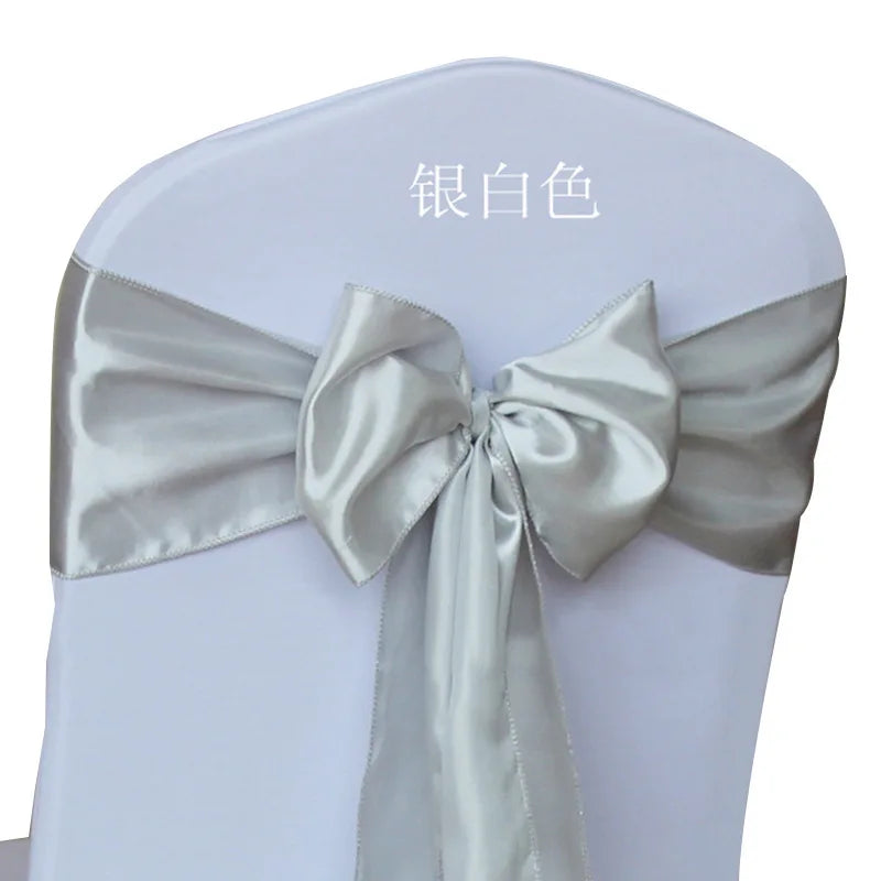 (Pack of 100) 10/ Satin Chair Bow Sashes Wedding Chair Knots Ribbon Butterfly Ties For Party Event Hotel Banquet Home Decoration