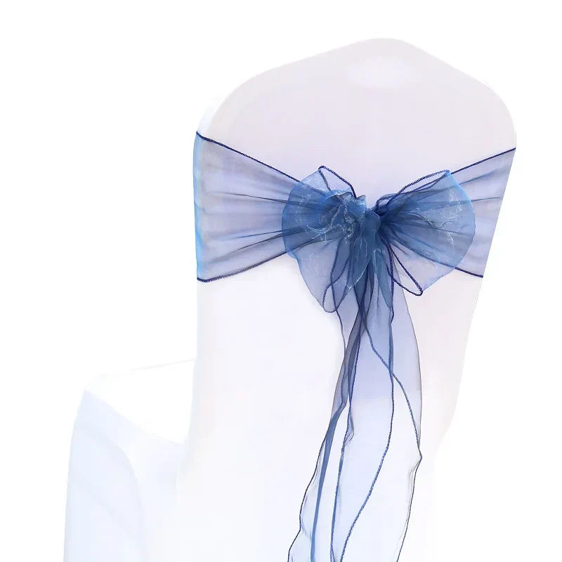 (Pack of 50) /lot Wedding Chair Decoration Organza Chair Sashes Knot Bands Chair Bows For for Wedding Party Banquet Event Chair Decors