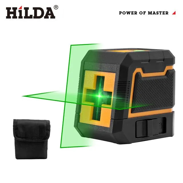HILDA 2 Lines Laser Level Self-Leveling Horizontal And Vertical Cross Super Powerful Green Laser Beam Line