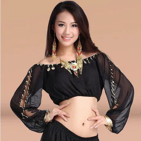 New arrival crystal cotton and mesh belly dance top momen half sleeves belly dance tops sexy top 9 colors