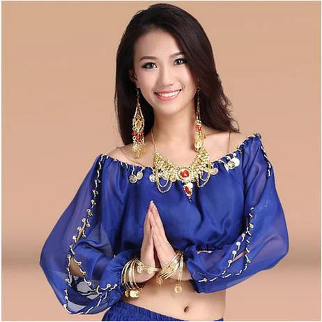 New arrival crystal cotton and mesh belly dance top momen half sleeves belly dance tops sexy top 9 colors