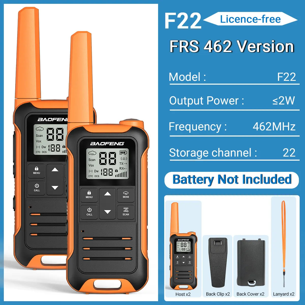 (Pack of 2) Baofeng F22 Walkie Talkie Portable Mini Communication Radio Profesional PMR446 /FRS Talkie Walkies Transceiver Radio