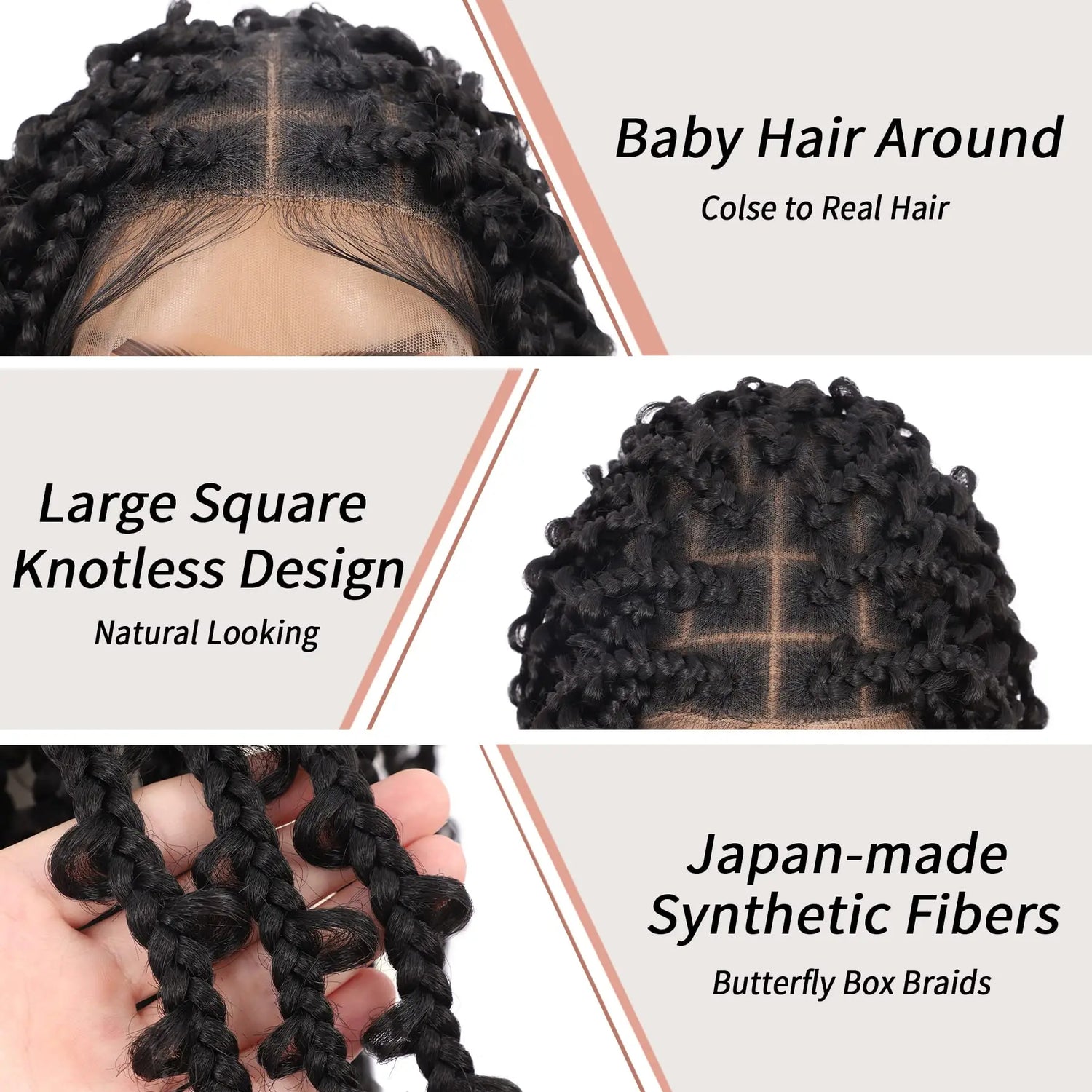 Kalyss- 14" Short Knotless Box Braided Wigs for Women Butterfly Bob Full Double Lace Braid Wigs with Baby Hair Front Cornrow