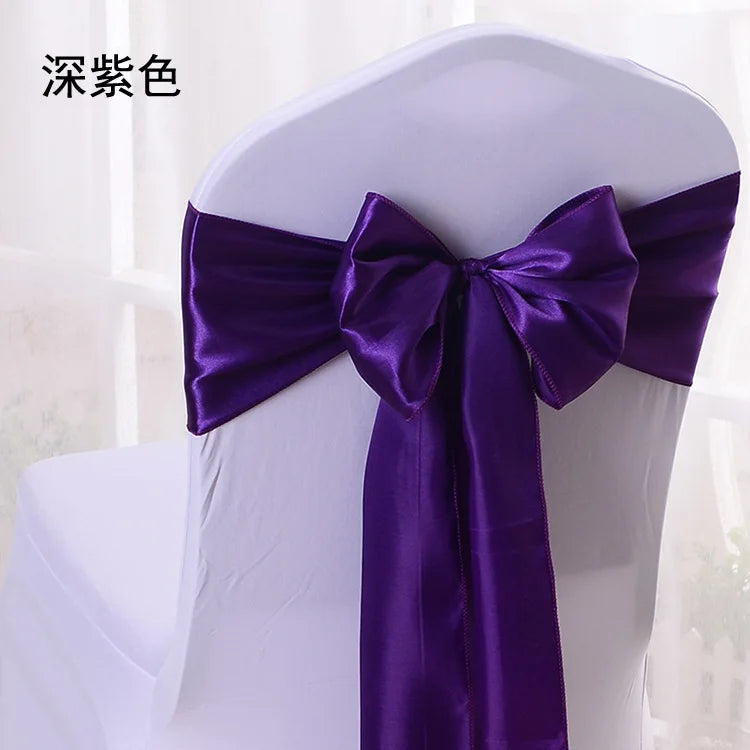 (Pack of 100) 10/ Satin Chair Bow Sashes Wedding Chair Knots Ribbon Butterfly Ties For Party Event Hotel Banquet Home Decoration