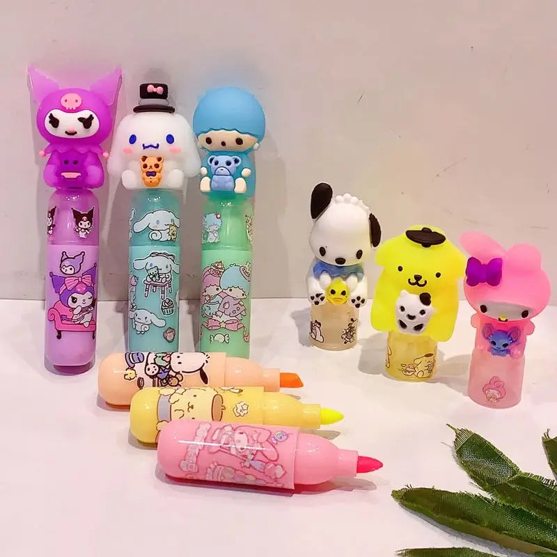 (Pack of 36) Sanrio 18/ Multi-color Marker Cute Cartoon Mini Fluorescent Pen Creative Students Draw Key Paint Marker Pen Stationery Gift