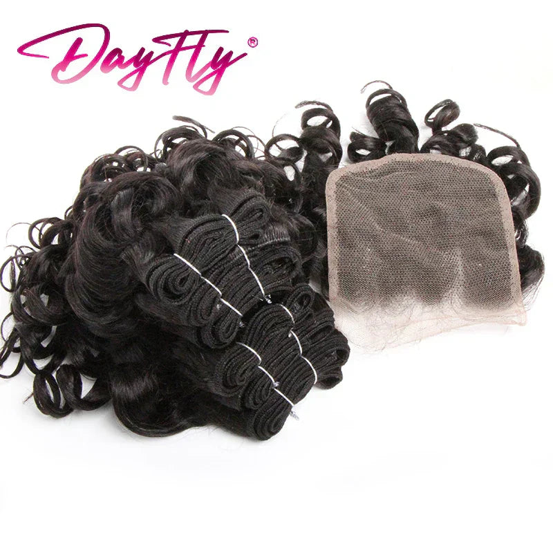 Hair Bundles With Closure Natural Brazilian Hair Weave Bundles With Closure 4x4 Short Ombre Loose Wave Bundles With Lace Closure