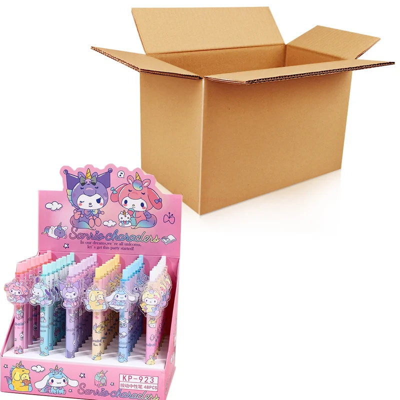(Pack of 48) Sanrio Gel Pen New Lovely Hello Kitty Cinnamoroll Acrylic Patch Melody Cartoon Students Cute Supplies Stationery Wholesale