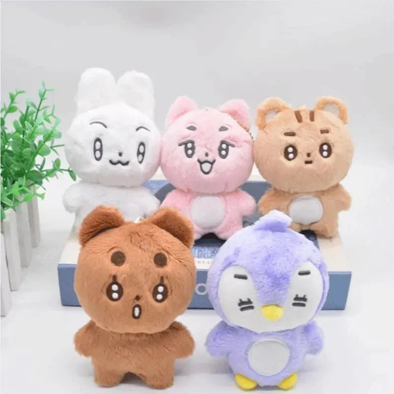 (Pack of 5) TXT Dolls Kpop Cartoon Soobin Beomgyu Same Plush Keyrings Q Styles Tutu Bar Two-Bar Doll Keychain Rings Bag Pendants