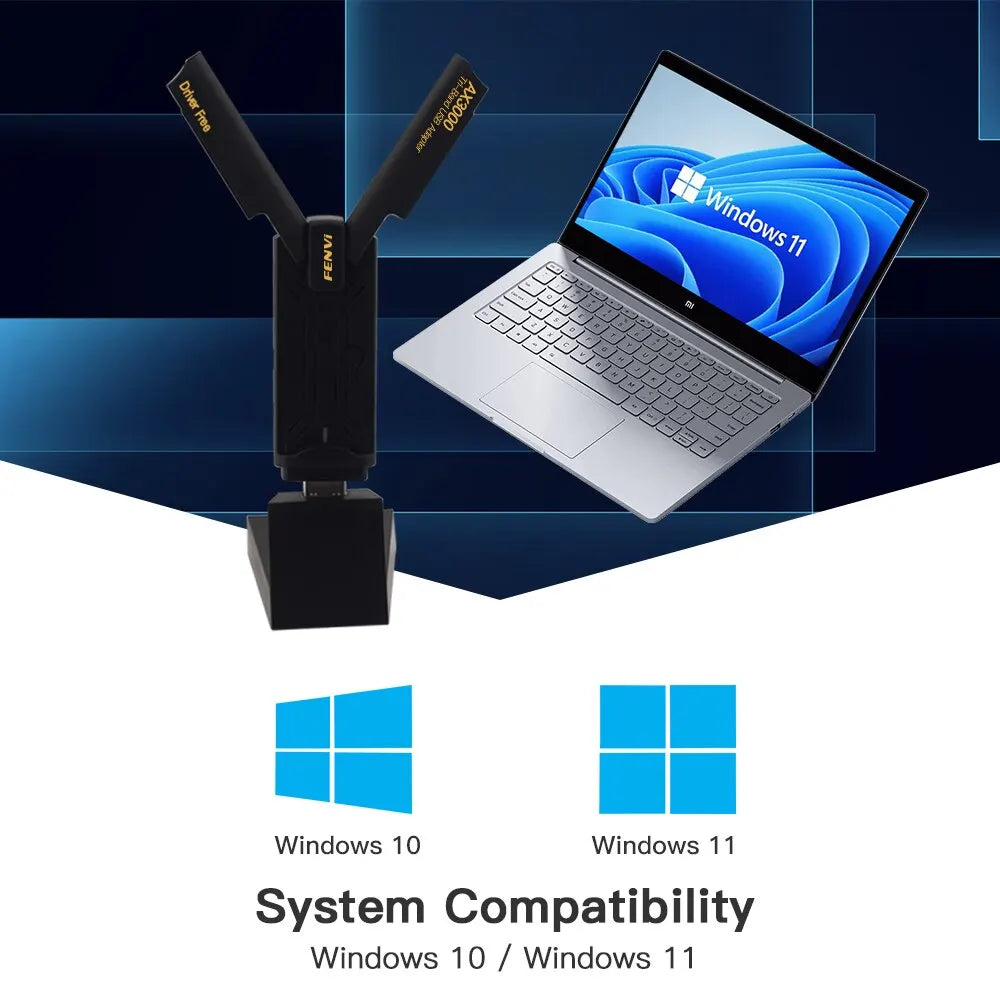 FENVI WiFi 6E AX3000 USB 3.0 WiFi Adapter 3000Mbps Tri-Band 2.4G/5G/6GHz Wireless Network Card WiFi6 Dongle Driver Free Win10/11