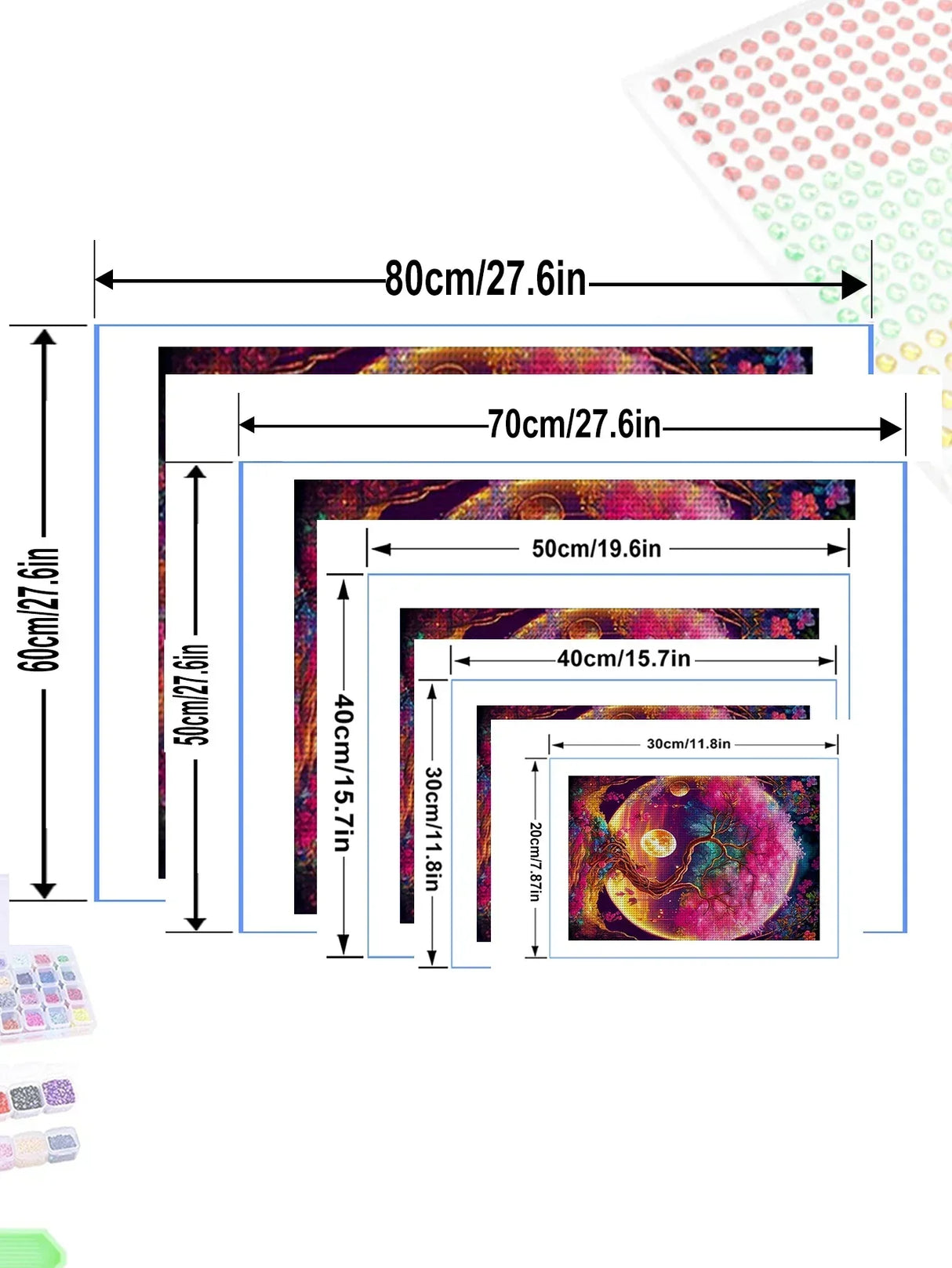 Colorful Trees And The Moon Personality DIY Full Drill Diamond Decorative Painting