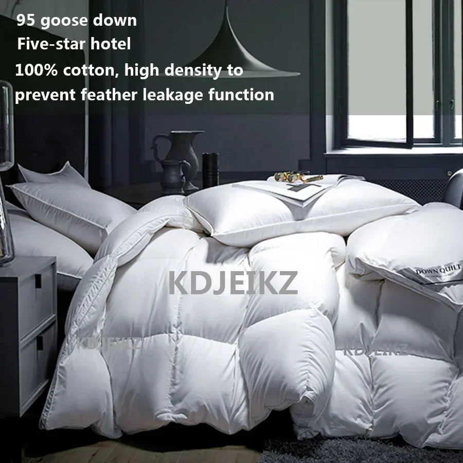 KDJEIKZ Winter Cotton Goose Down Quilt Five-Star Hotel Duvet Super Soft Fluffy Queen King Full Size Four Seasons Duvets Blanket