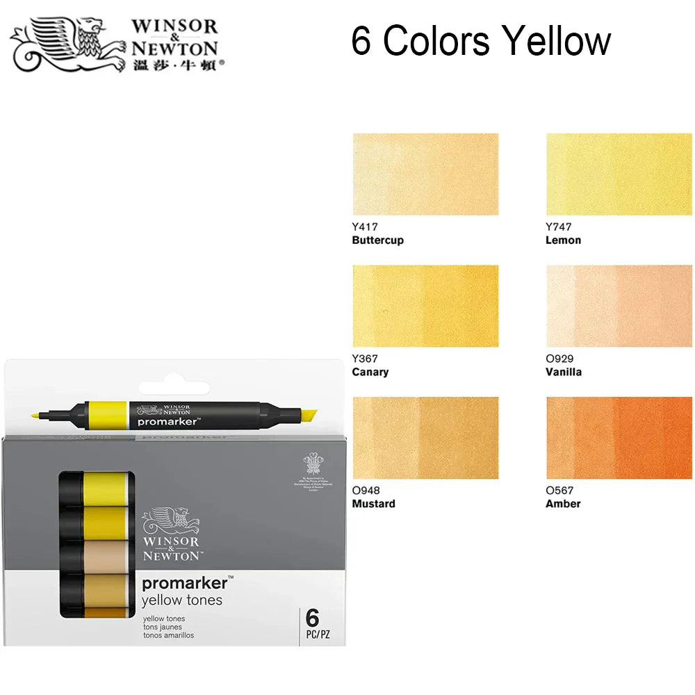 WINSOR&NEWTON 6/12 Colors ProMarkers Alcohol base ink Twin tips Professional Art Marker Pen Drawing Supplies