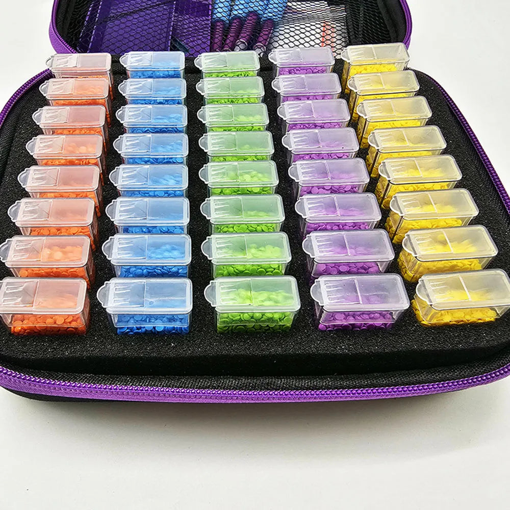 (Pack of 40) Diamond Painting Tool Set Storage Bag 30/ Round/Square Bottles Container Sticker Funnel Diamond Embroidered Accessories