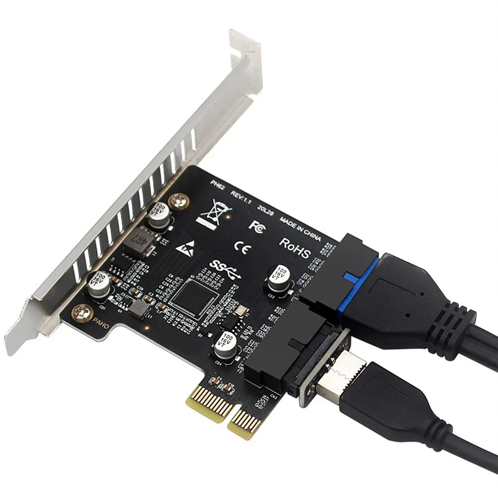 USB 3.0 PCI-E Expansion Card 19Pin 20Pin Header USB 3 To PCIE Adapter Card Front Panel Converter Controller for Desktop Computer