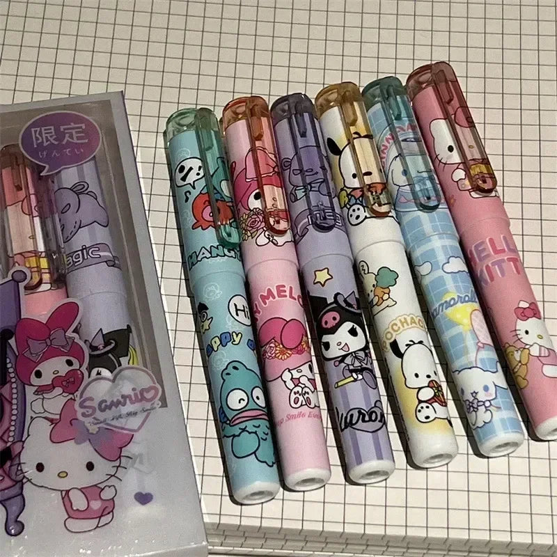 (Pack of 12) Sanrio 6/ Highlighter New Lolita Series Hello Kitty Kuromi Cute Graffiti Painting Pens Classroom Markers Student Stationery