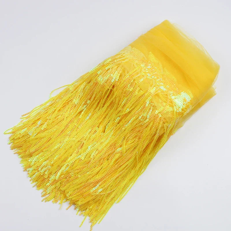 2Yards 30cm DIY Wedding Party Dress Fabric Trims Fringe Tassel Sequins Paillette Lace Ribbon Handmade Sewing Clothes Accessories