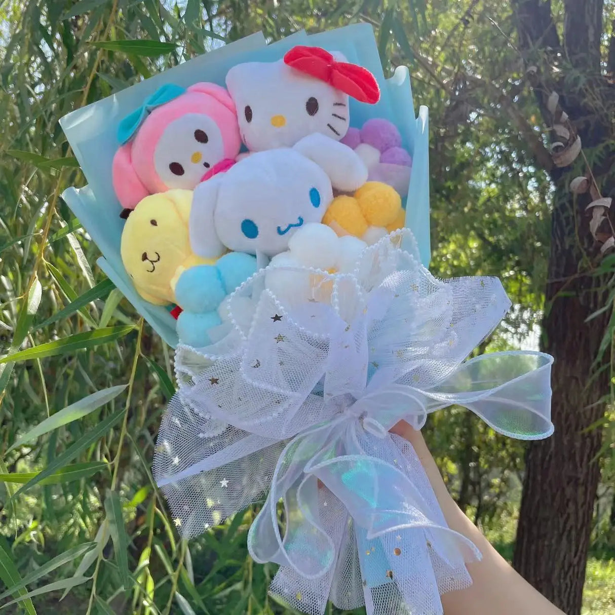 Christmas Gifts Cartoon Sanrio Plush Bouquet My Melody Kuromi Cinnamoroll Kt Cat Plush Doll Toy Valentine Graduation Gifts